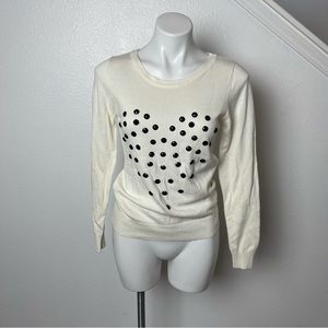 Shasa Brand light weight heart stud sweater size M perfect for valentines